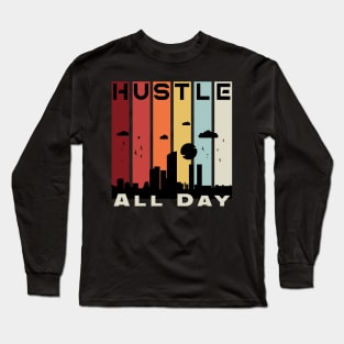 Hustle All Day Vintage Retro Business Long Sleeve T-Shirt